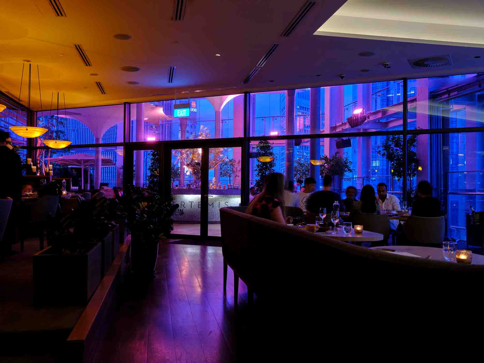 Artemis Restaurant Interior with dark lights