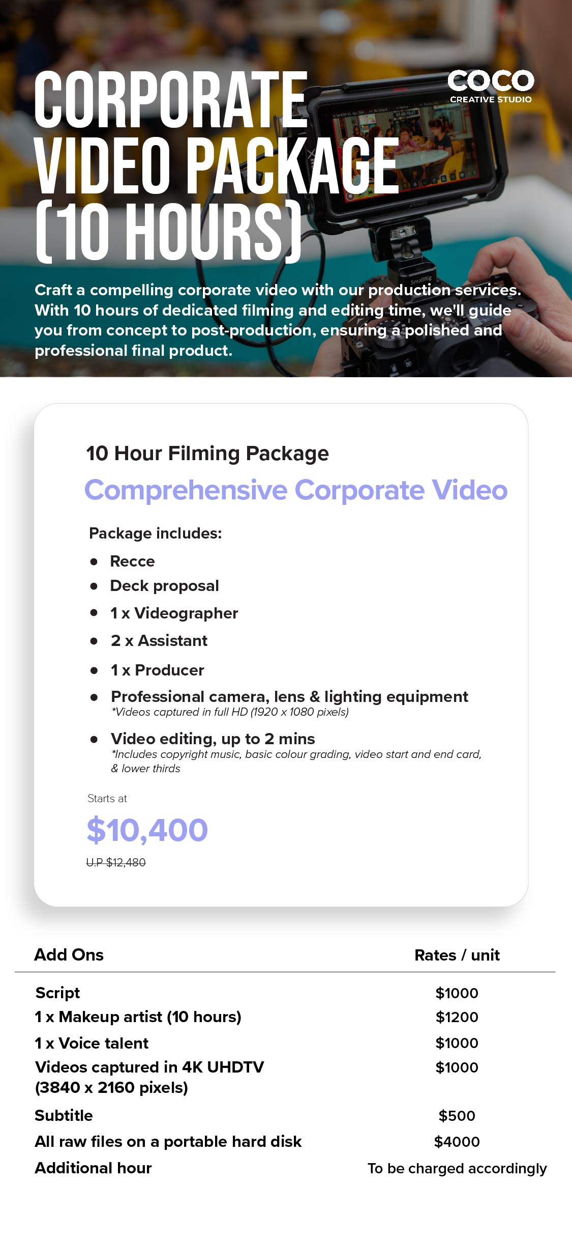 COCO Creative Studio - Corporate Video Rate Card 3