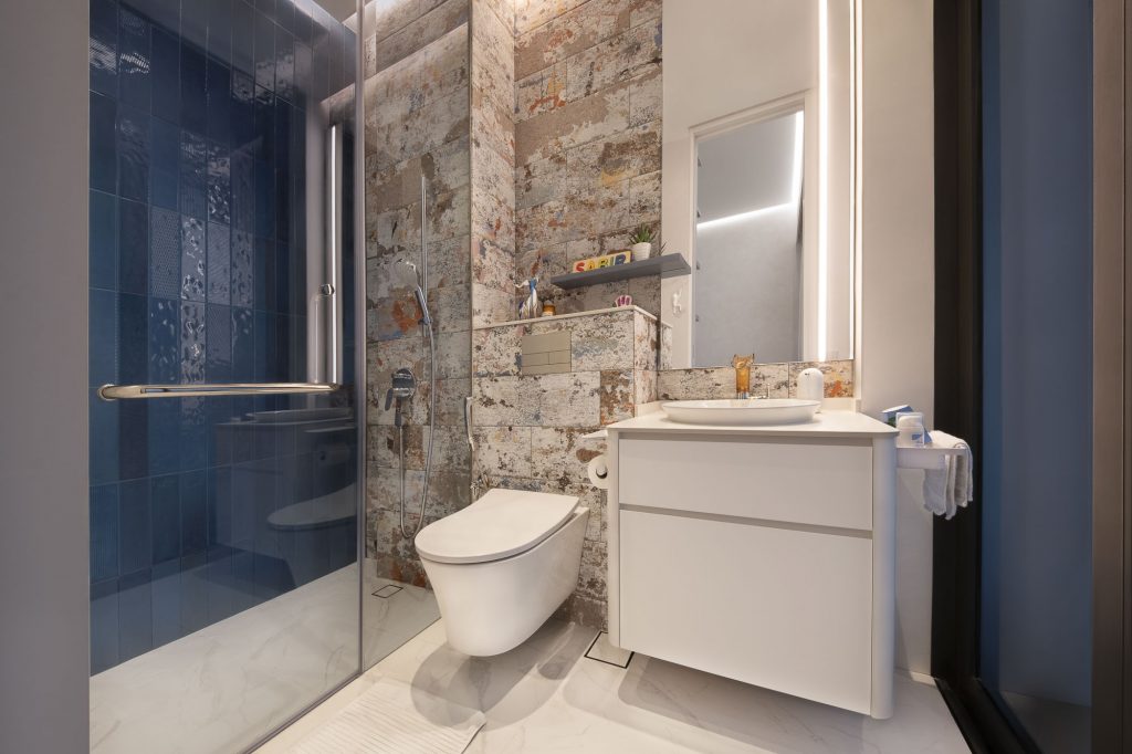 Interior photo of a bathroom with toilet and sink