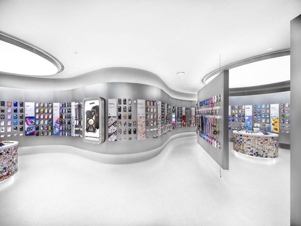 Interior Photography for a case brand. There are many phone covers hanging on the wall