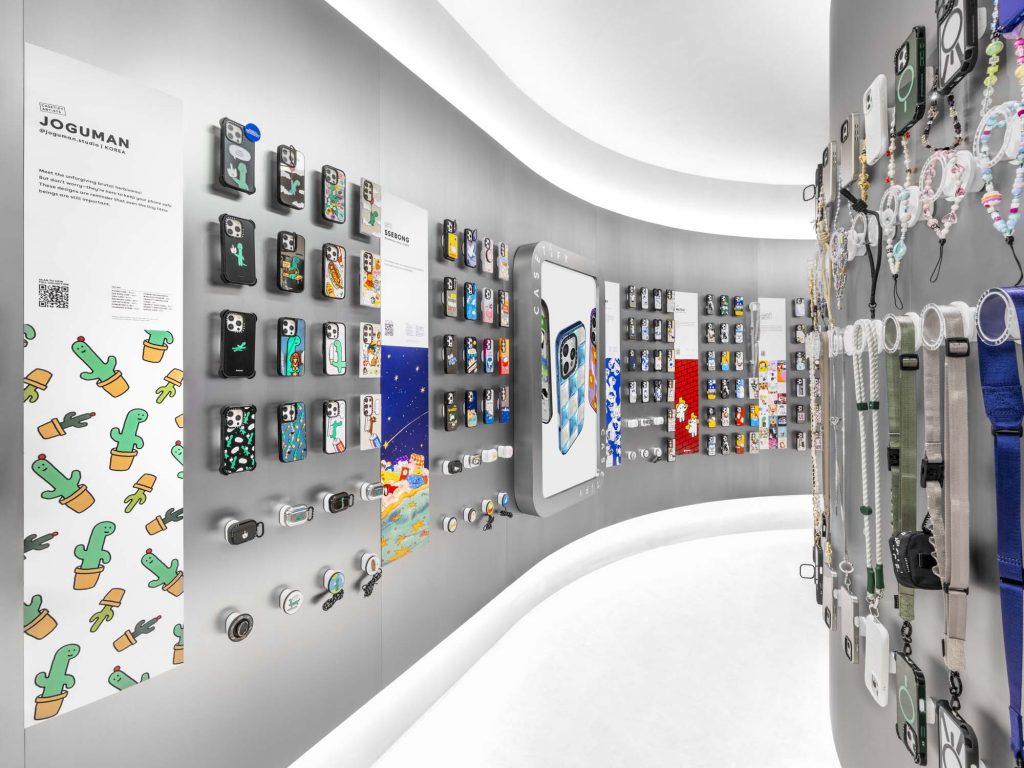 Interior Photography for a case brand. There are many phone covers hanging on the wall