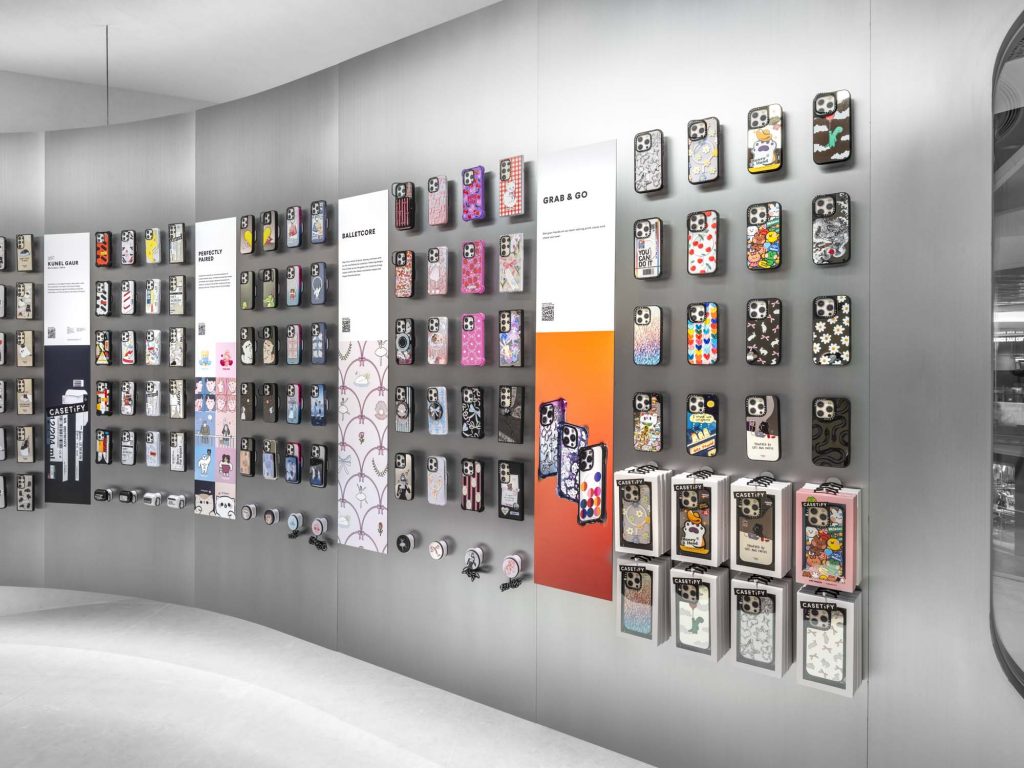 Interior Photography for a case brand. There are many phone covers hanging on the wall
