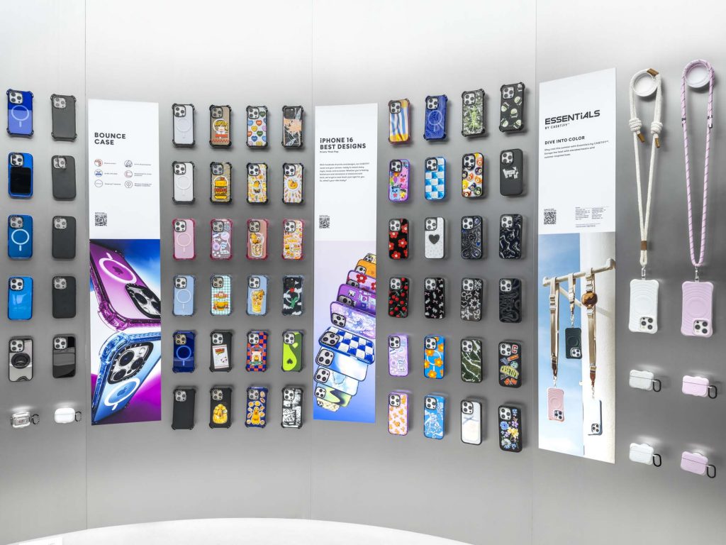 Interior Photography for a case brand. There are many phone covers hanging on the wall