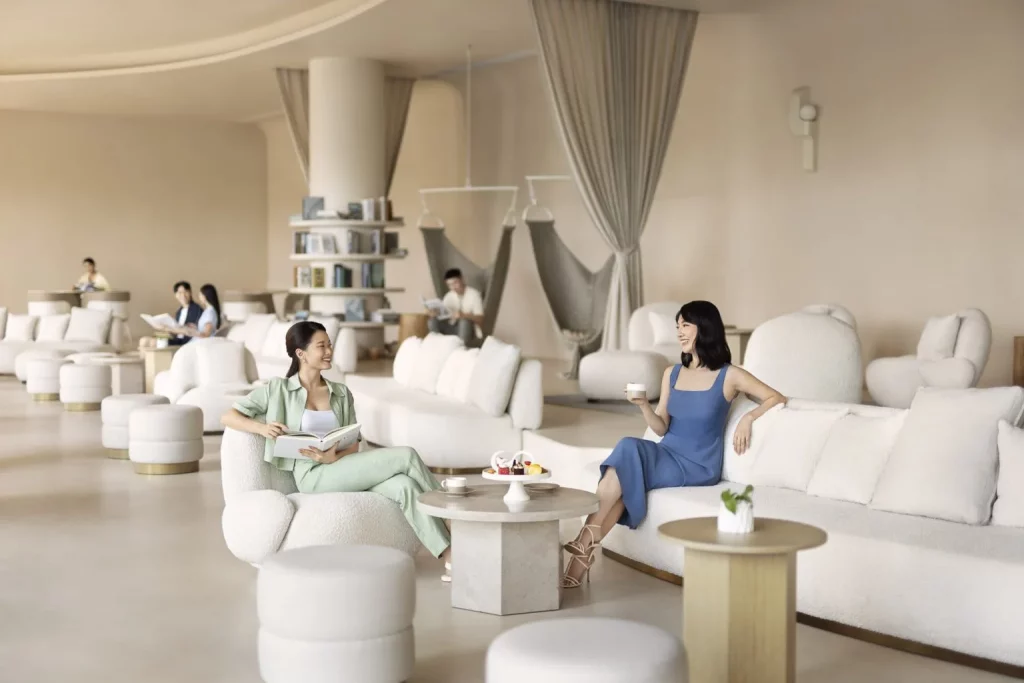 Elegant library interior at Hilton Tapestry Collection, highlighted in a Singapore video production